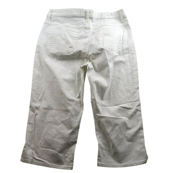 Riders By Lee Women Capri Jeans 12 Medium Straight Leg Casual White Denim Summer - Picture 2 of 15